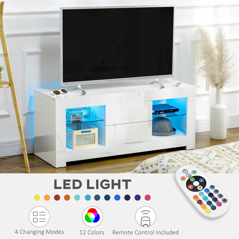 Aosom TV Stand TV Stand With Led Lights And Storage Shelves - Available in 4 Colours