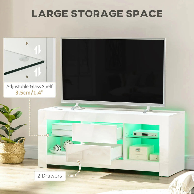 Aosom TV Stand TV Stand With Led Lights And Storage Shelves - Available in 4 Colours
