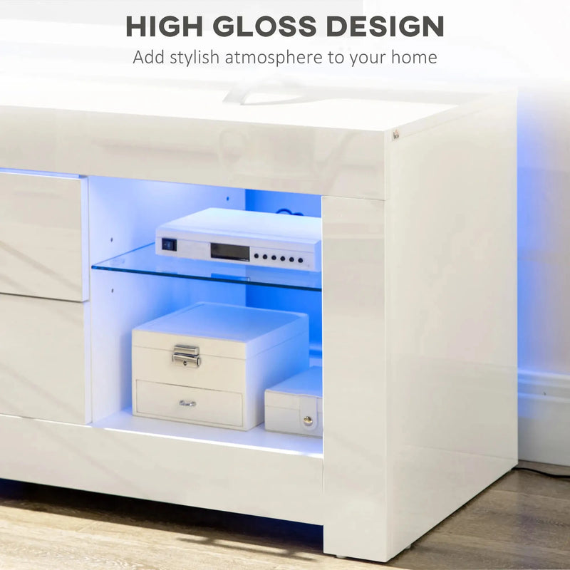 Aosom TV Stand TV Stand With Led Lights And Storage Shelves - Available in 4 Colours