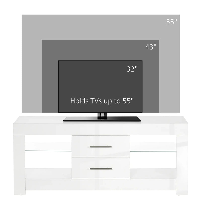 Aosom TV Stand TV Stand With Led Lights And Storage Shelves - Available in 4 Colours