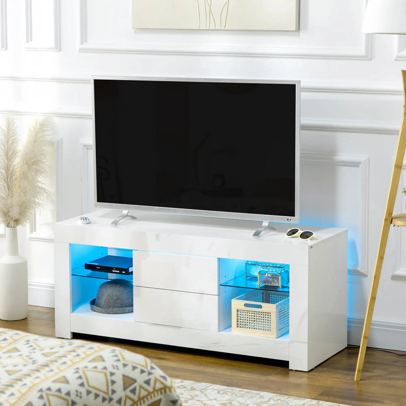 Aosom TV Stand TV Stand With Led Lights And Storage Shelves - Available in 4 Colours