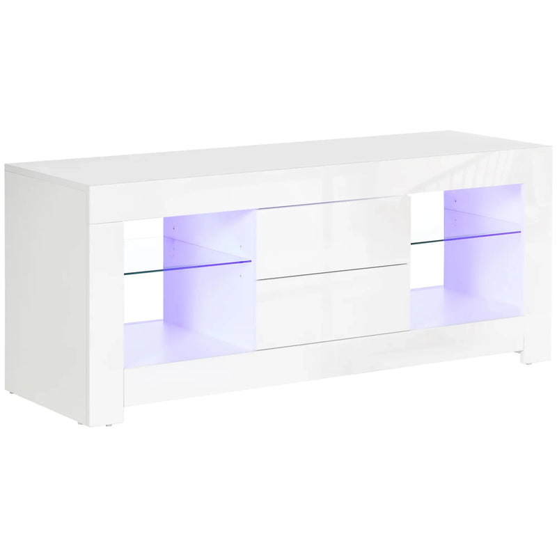 Aosom TV Stand White (47.2"W x 15.7"D x 19.7"H) TV Stand With Led Lights And Storage Shelves - Available in 4 Colours
