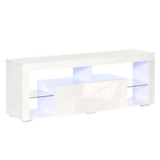 Aosom TV Stand White (55"W x 13.75"D x 20.5"H) TV Stand With Led Lights And Storage Shelves - Available in 4 Colours