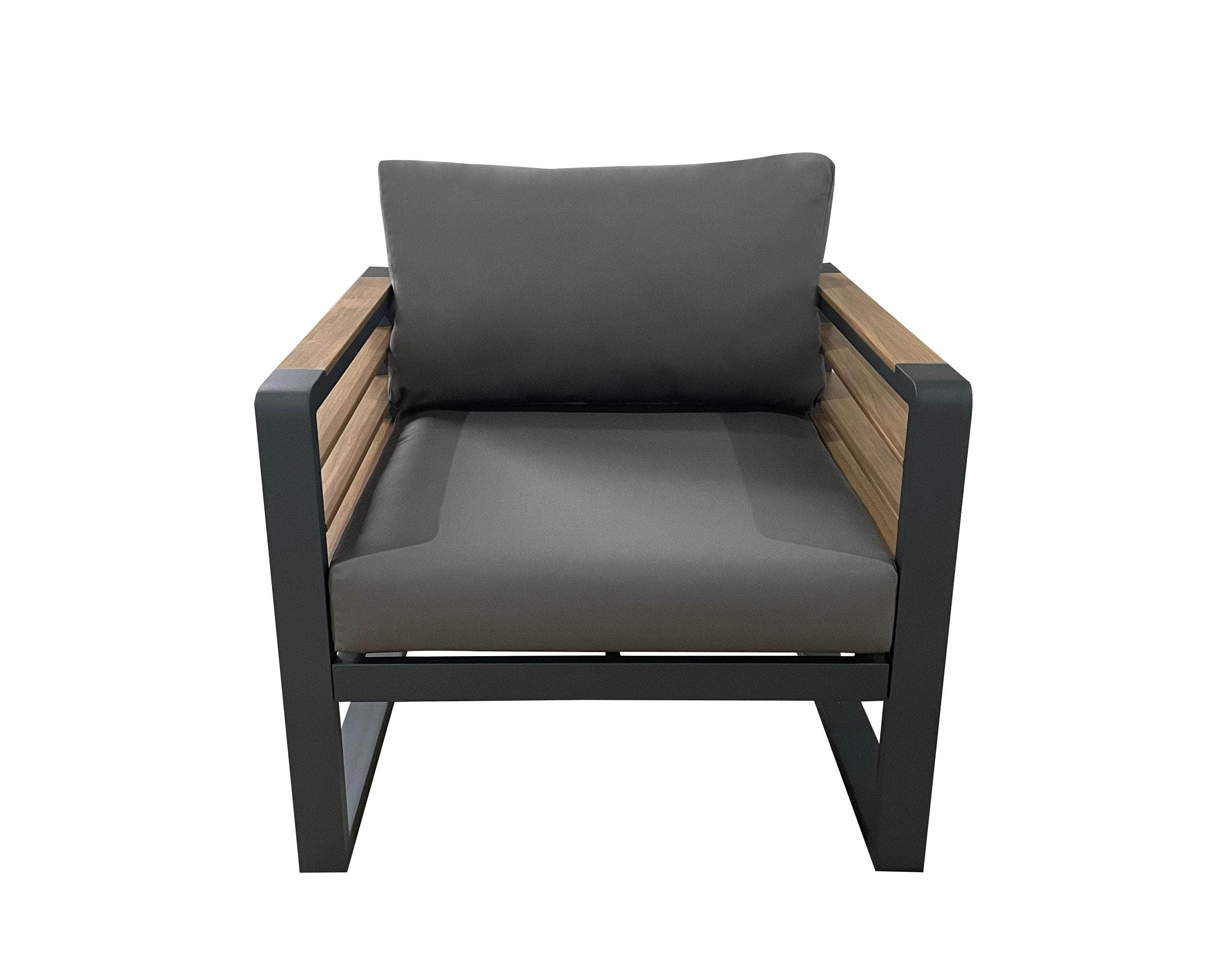 CIEUX Club Chair Canvas Charcoal Avignon Outdoor Patio Aluminum Metal Club Chair in Black with Sunbrella Cushions - Available in 2 Colours