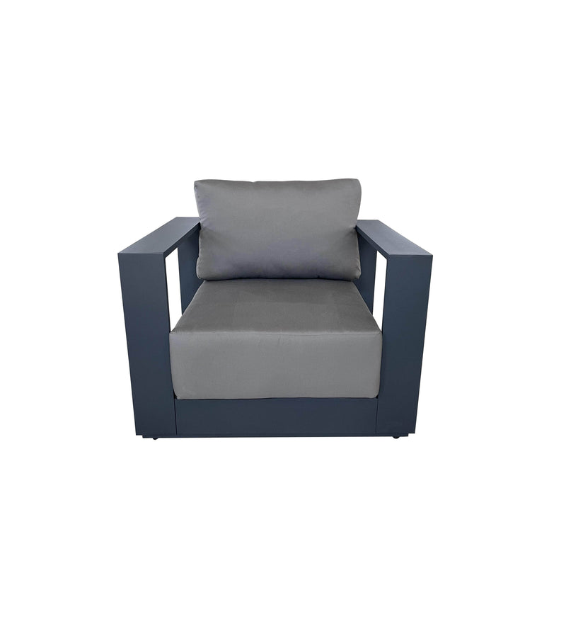 CIEUX Club Chair Canvas Charcoal Lyon Outdoor Patio Aluminum Metal Club Chair in Midnight Grey with Sunbrella Cushions - Available in 2 Colours
