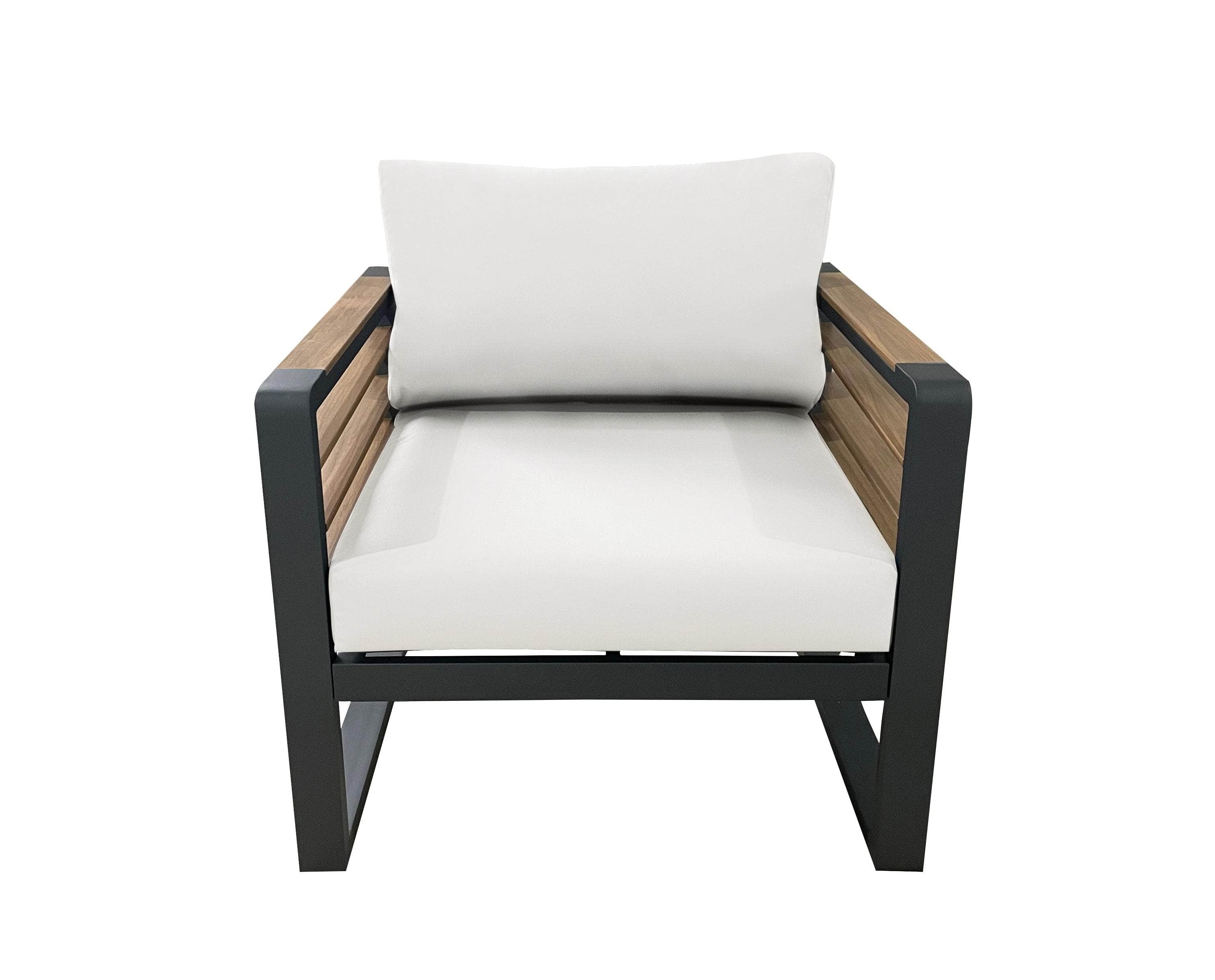 CIEUX Club Chair Canvas Natural Avignon Outdoor Patio Aluminum Metal Club Chair in Black with Sunbrella Cushions - Available in 2 Colours