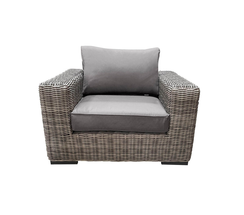 CIEUX Club Chair Canvas Taupe Champagne Outdoor Patio Wicker Club Chair in Grey with Sunbrella Cushions - Available in 2 Colours