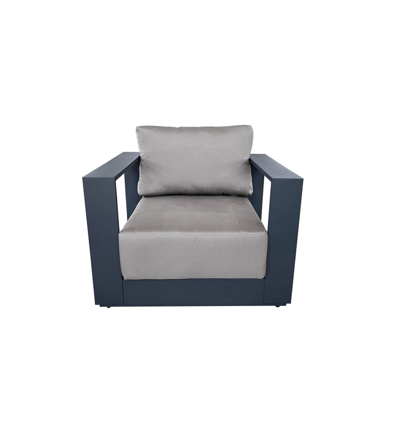 CIEUX Club Chair Canvas Taupe Lyon Outdoor Patio Aluminum Metal Club Chair in Midnight Grey with Sunbrella Cushions - Available in 2 Colours