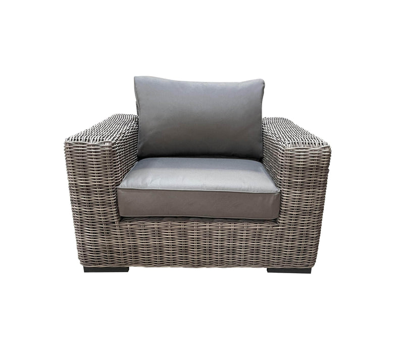 CIEUX Club Chair Champagne Outdoor Patio Wicker Club Chair in Grey with Sunbrella Cushions - Available in 2 Colours
