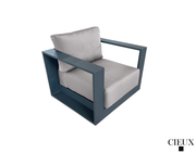 CIEUX Club Chair Lyon Outdoor Patio Aluminum Metal Club Chair in Midnight Grey with Sunbrella Cushions - Available in 2 Colours