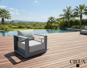 CIEUX Club Chair Lyon Outdoor Patio Aluminum Metal Club Chair in Midnight Grey with Sunbrella Cushions - Available in 2 Colours
