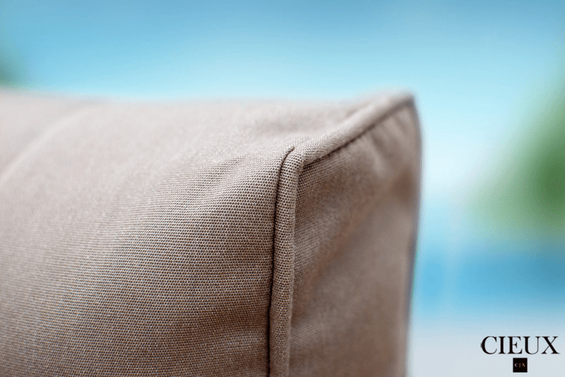 CIEUX Club Chair Valence Outdoor Patio Wicker Club Chair in Brown with Sunbrella Canvas Taupe Cushions