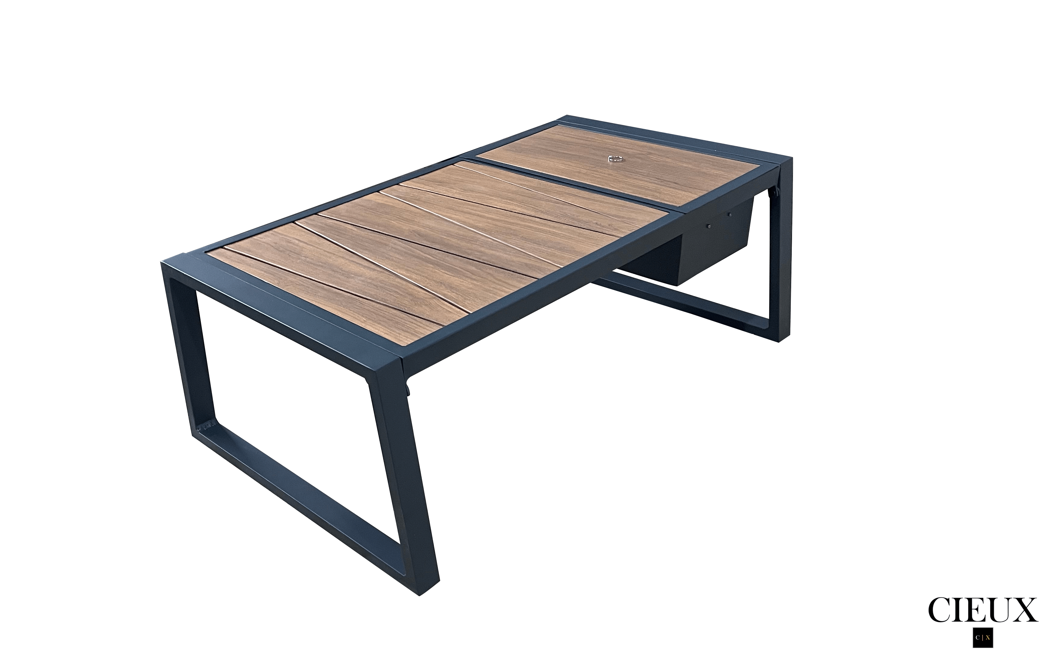 CIEUX Coffee Table Avignon Outdoor Patio Aluminum Metal Coffee Table in Black