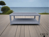 CIEUX Coffee Table Cannes Outdoor Patio Wicker Rectangular Coffee Table in Grey
