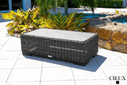 CIEUX Coffee Table Champagne Outdoor Patio Wicker Rectangular Coffee Table in Grey