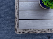 CIEUX Coffee Table Champagne Outdoor Patio Wicker Rectangular Coffee Table in Grey