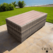 CIEUX Coffee Table Valence Outdoor Patio Wicker Rectangular Coffee Table in Brown