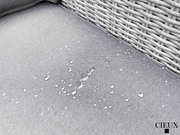 CIEUX Conversation Set Cannes 4 Piece Outdoor Patio Wicker Loveseat, 2 Armless Chairs and Ottoman Set in Grey Wicker with Sunbrella Cushions in Canvas Charcoal