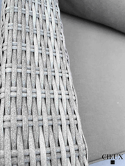 CIEUX Conversation Set Cannes 4 Piece Outdoor Patio Wicker Loveseat, 2 Armless Chairs and Ottoman Set in Grey Wicker with Sunbrella Cushions in Canvas Charcoal