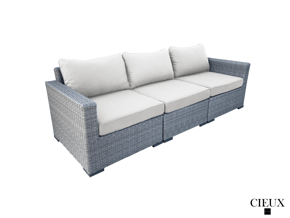 CIEUX Conversation Set Cannes Outdoor Patio Wicker Sofa Conversation Set in Grey with Sunbrella Cushions - Available in 2 Colours