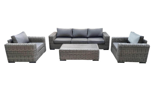 CIEUX Conversation Set Canvas Charcoal Champagne Outdoor Patio Wicker Sofa Conversation Set in Grey with Sunbrella Cushions - Available in 2 Colours