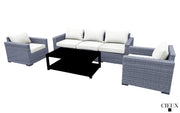 CIEUX Conversation Set Canvas Natural Cannes Outdoor Patio Wicker Sofa Conversation Set in Grey with Sunbrella Cushions - Available in 2 Colours