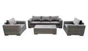 CIEUX Conversation Set Canvas Taupe Champagne Outdoor Patio Wicker Sofa Conversation Set in Grey with Sunbrella Cushions - Available in 2 Colours