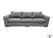 CIEUX Conversation Set Champagne Outdoor Patio Wicker Sofa Conversation Set in Grey with Sunbrella Cushions - Available in 2 Colours