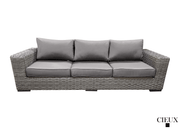 CIEUX Conversation Set Champagne Outdoor Patio Wicker Sofa Conversation Set in Grey with Sunbrella Cushions - Available in 2 Colours