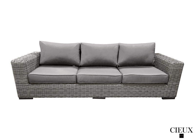 CIEUX Conversation Set Champagne Outdoor Patio Wicker Sofa Conversation Set in Grey with Sunbrella Cushions - Available in 2 Colours