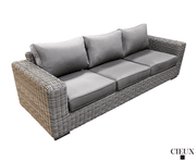 CIEUX Conversation Set Champagne Outdoor Patio Wicker Sofa Conversation Set in Grey with Sunbrella Cushions - Available in 2 Colours