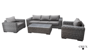 CIEUX Conversation Set Champagne Outdoor Patio Wicker Sofa Conversation Set in Grey with Sunbrella Cushions - Available in 2 Colours