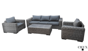 CIEUX Conversation Set Champagne Outdoor Patio Wicker Sofa Conversation Set in Grey with Sunbrella Cushions - Available in 2 Colours