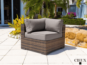 CIEUX Conversation Set Valence Outdoor Patio Wicker Loveseat Conversation Set in Brown with Sunbrella Canvas Taupe Cushions