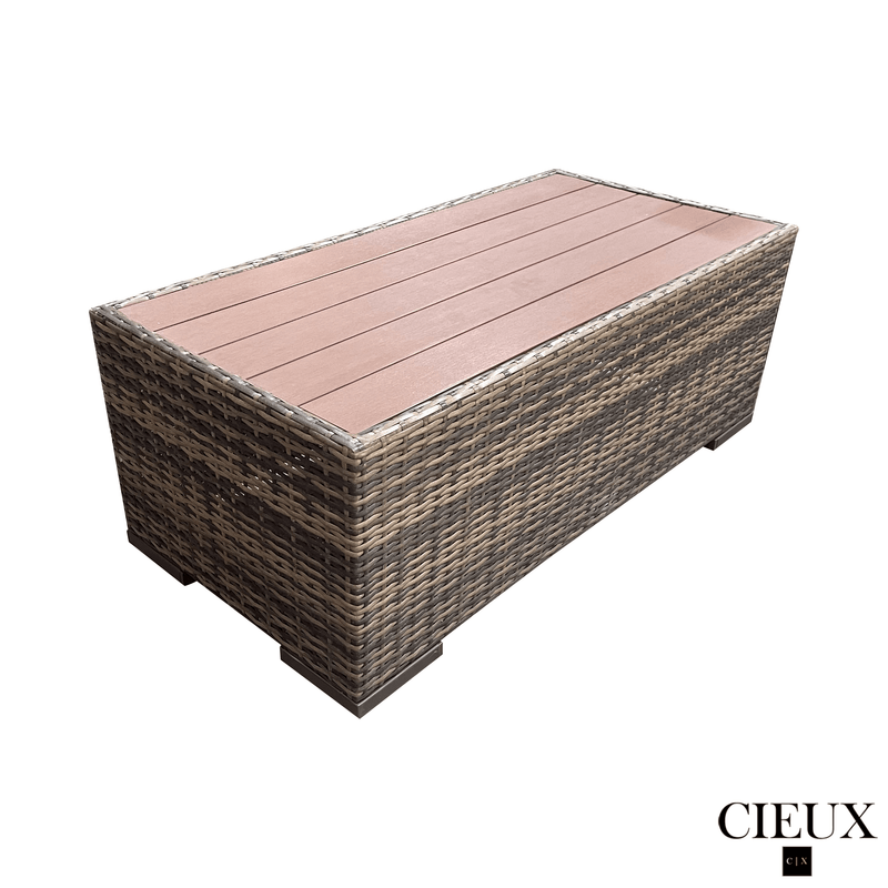 CIEUX Conversation Set Valence Outdoor Patio Wicker Loveseat Conversation Set in Brown with Sunbrella Canvas Taupe Cushions