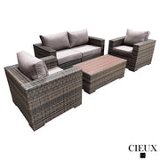 CIEUX Conversation Set Valence Outdoor Patio Wicker Loveseat Conversation Set in Brown with Sunbrella Canvas Taupe Cushions