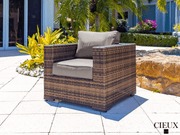 CIEUX Conversation Set Valence Outdoor Patio Wicker Sofa Conversation Set in Brown with Sunbrella Canvas Taupe Cushions