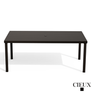 Cieux Dining Set Loire Outdoor Patio Aluminum Metal 7 Piece Dining Table Set with 4 Arm Chairs, 2 Swivel Arm Chairs and Sunbrella Cast Silver Cushions