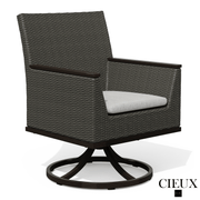 Cieux Dining Set Loire Outdoor Patio Aluminum Metal 7 Piece Dining Table Set with 4 Arm Chairs, 2 Swivel Arm Chairs and Sunbrella Cast Silver Cushions