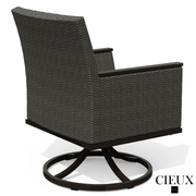 Cieux Dining Set Loire Outdoor Patio Aluminum Metal 7 Piece Dining Table Set with 4 Arm Chairs, 2 Swivel Arm Chairs and Sunbrella Cast Silver Cushions