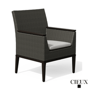 Cieux Dining Set Loire Outdoor Patio Aluminum Metal 7 Piece Dining Table Set with 4 Arm Chairs, 2 Swivel Arm Chairs and Sunbrella Cast Silver Cushions