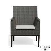 Cieux Dining Set Loire Outdoor Patio Aluminum Metal 7 Piece Dining Table Set with 4 Arm Chairs, 2 Swivel Arm Chairs and Sunbrella Cast Silver Cushions