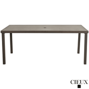 CIEUX Dining Set Loire Outdoor Patio Aluminum Metal 7 Piece Dining Table Set with 4 Arm Chairs, 2 Swivel Arm Chairs and Sunbrella Cast Silver Cushions