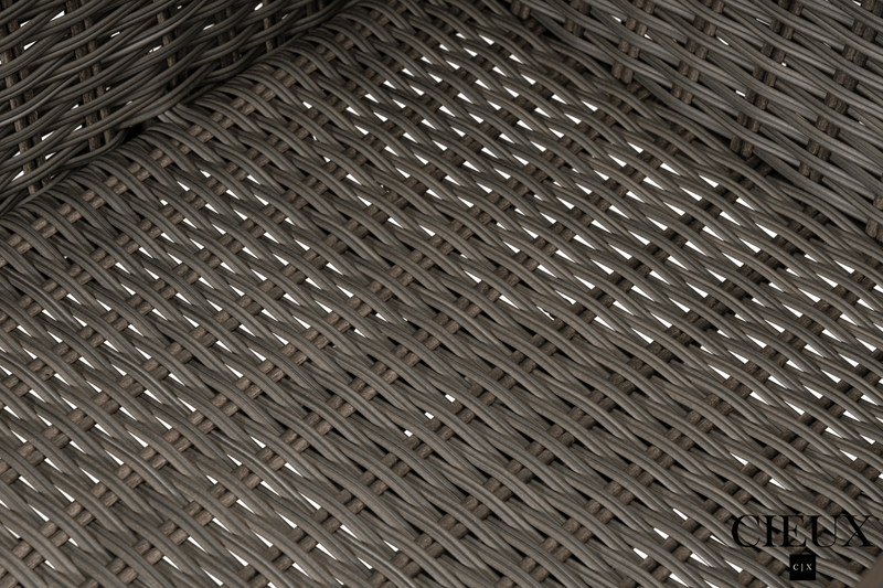 CIEUX Dining Set Loire Outdoor Patio Aluminum Metal 7 Piece Dining Table Set with 4 Arm Chairs, 2 Swivel Arm Chairs and Sunbrella Cast Silver Cushions