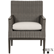 CIEUX Dining Set Loire Outdoor Patio Aluminum Metal 7 Piece Dining Table Set with 4 Arm Chairs, 2 Swivel Arm Chairs and Sunbrella Cast Silver Cushions