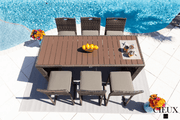 CIEUX Dining Set Valence Outdoor Patio Wicker Bar Table and 6 Chairs Set in Brown with Sunbrella Canvas Taupe Cushions
