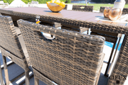 CIEUX Dining Set Valence Outdoor Patio Wicker Bar Table and 6 Chairs Set in Brown with Sunbrella Canvas Taupe Cushions