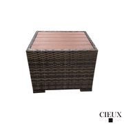 CIEUX End Table Valence Outdoor Patio Wicker Square Side Table in Brown