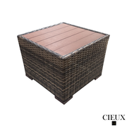 CIEUX End Table Valence Outdoor Patio Wicker Square Side Table in Brown