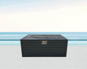 CIEUX Fire Pit Annency Outdoor Patio Aluminum Metal Rectangle Propane and Natural Gas Fire Pit Coffee Table in Midnight Grey